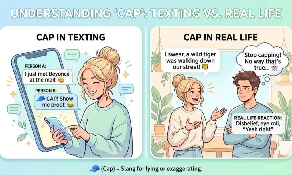 Cap in Texting vs. Real Life