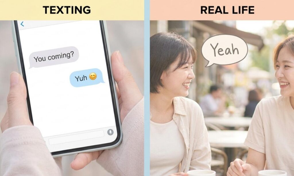 Yuh in Texting vs. Real Life